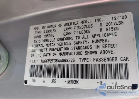 2007 Honda Accord 2.4 Ex from USA, damaged, VIN 1HGCM56737A123686